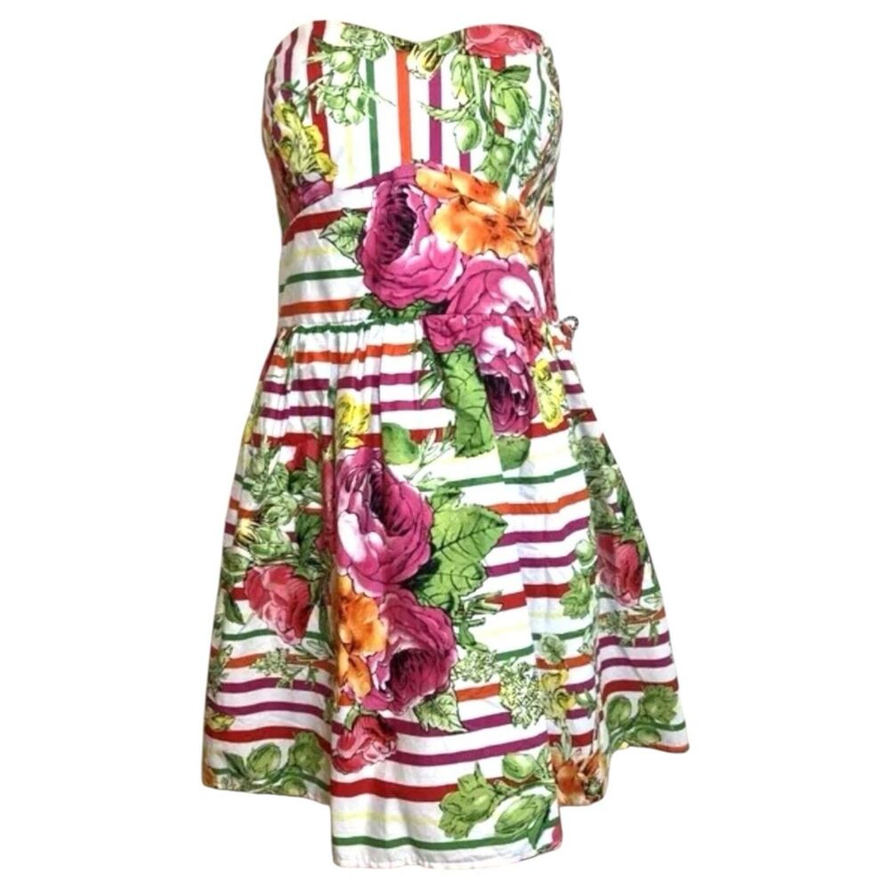 Strapless Floral Dress Juniors Medium Fit Flare Party Multicolor B Darlin NWOT